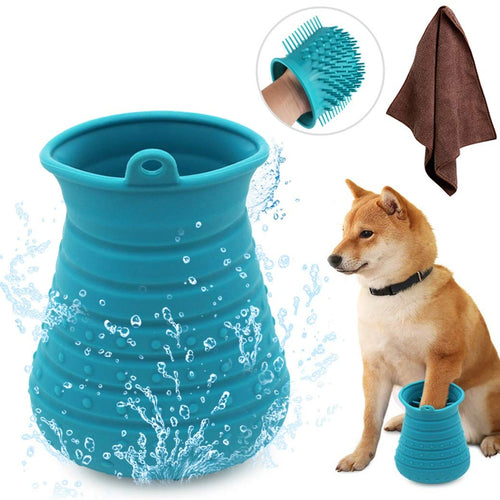 Protable Dog  Paw Cleaner Cup with dog paw towel