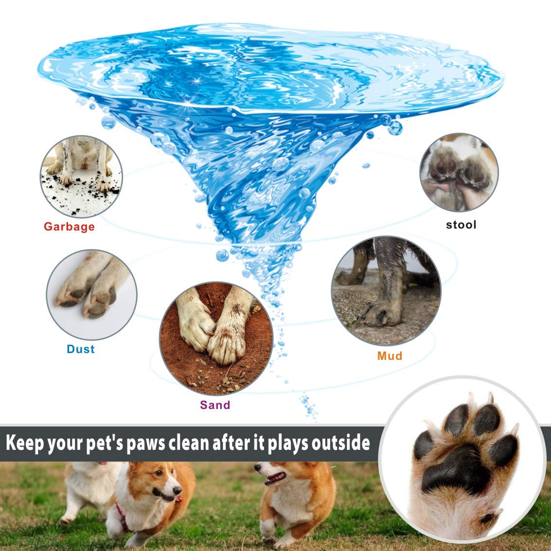 Protable Dog  Paw Cleaner Cup with dog paw towel 