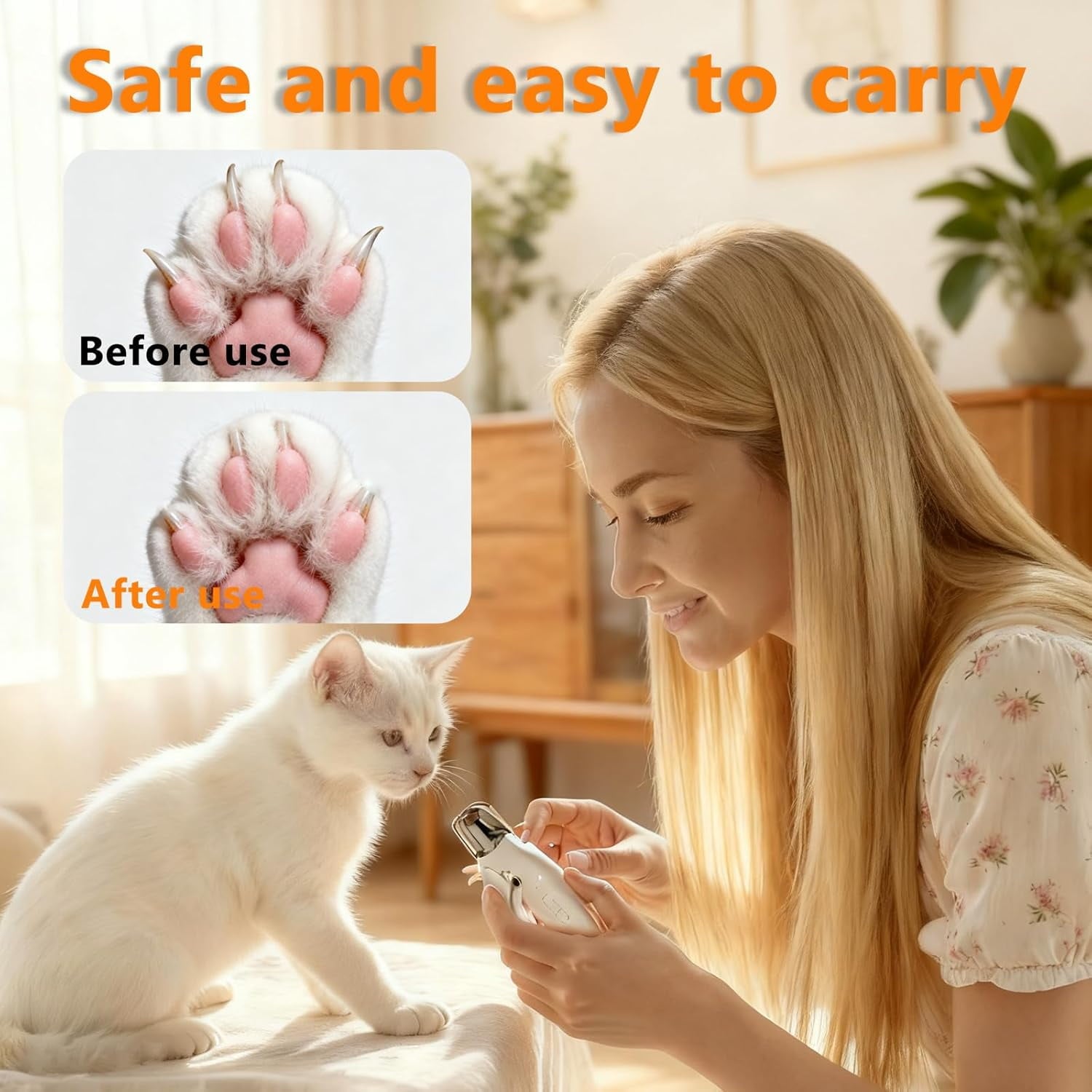 2-In-1 Dog Nail Grinder & Dog/Cat Nail Clippers Trimmers with 2 LED Lights,Rechargeable,Ultra-Quiet,Multiple Grinding Methods and Splash Guard for Small, Medium, and Large Dogs & Cats (White)
